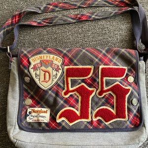 AUTHENTIC Disneyland patch/plaid Messenger bag